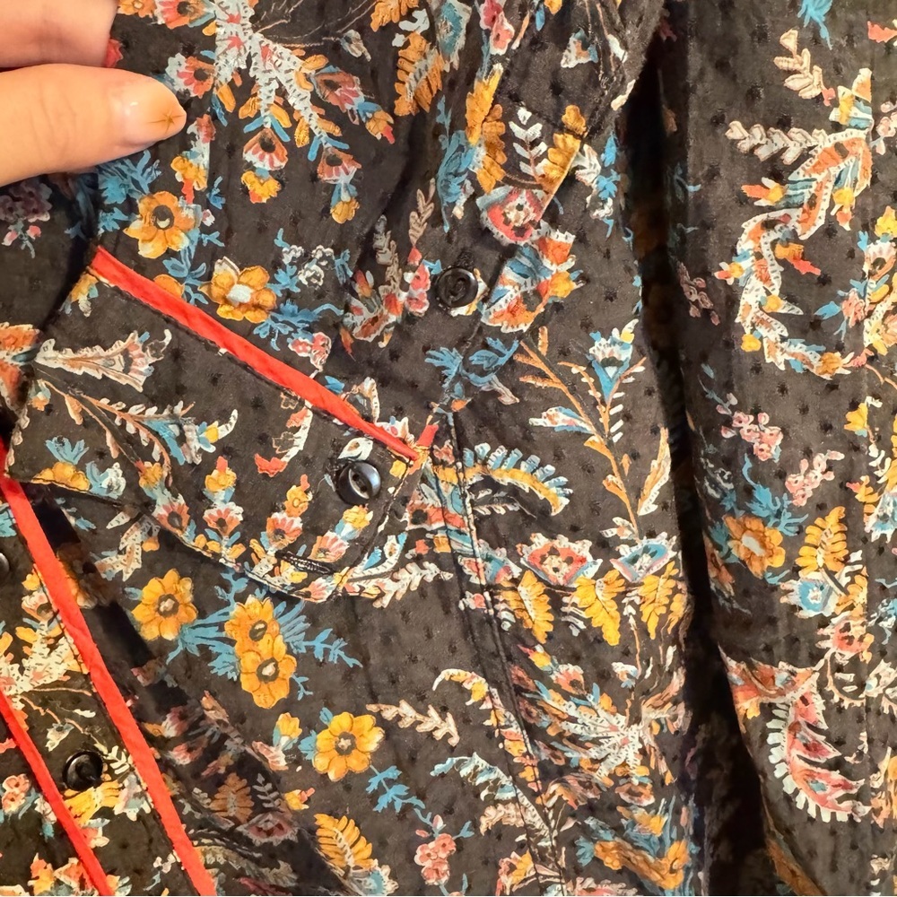 Holding Horses Anthropologie Floral Shirt Dress | Size 2 | Western Embroidered - Picture 6 of 7